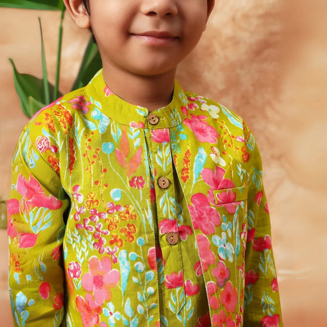 Elegant Green Duo ? Sharara Kurti & Jacket Kurta Set for Siblings - Image 12