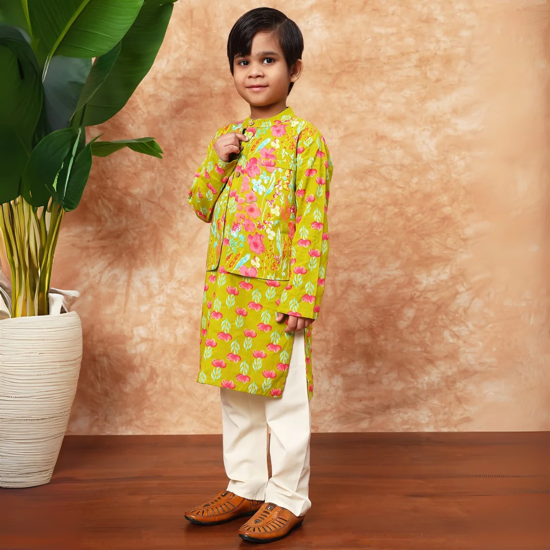 Elegant Green Duo ? Sharara Kurti & Jacket Kurta Set for Siblings - Image 11